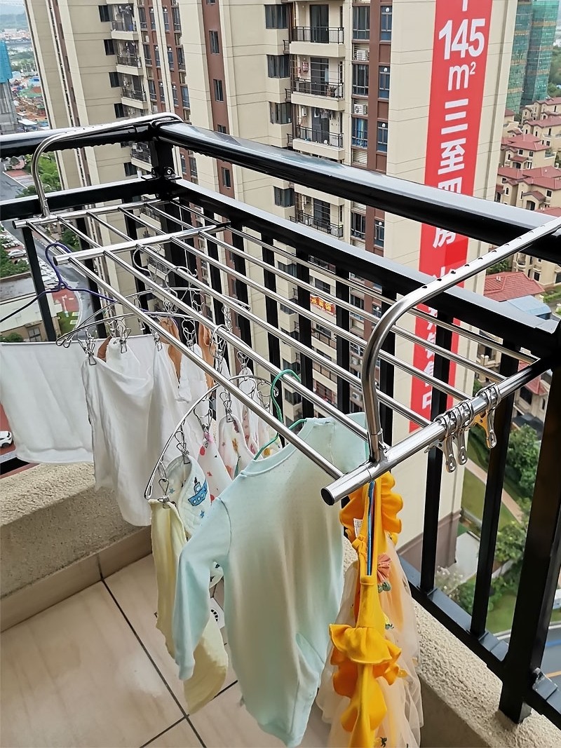 不锈钢阳台d晾衣神器窗外晾衣架晒鞋架挂窗口晾晒杆护栏伸缩置物