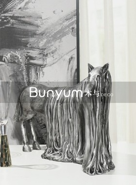简约树脂动物马创意摆件客厅样板房售楼N处台面家居装饰摆件