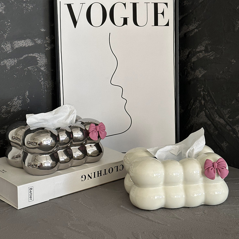 轻奢陶瓷纸巾盒家用客厅茶几卫生纸盒2023O新款创档餐巾纸收纳盒