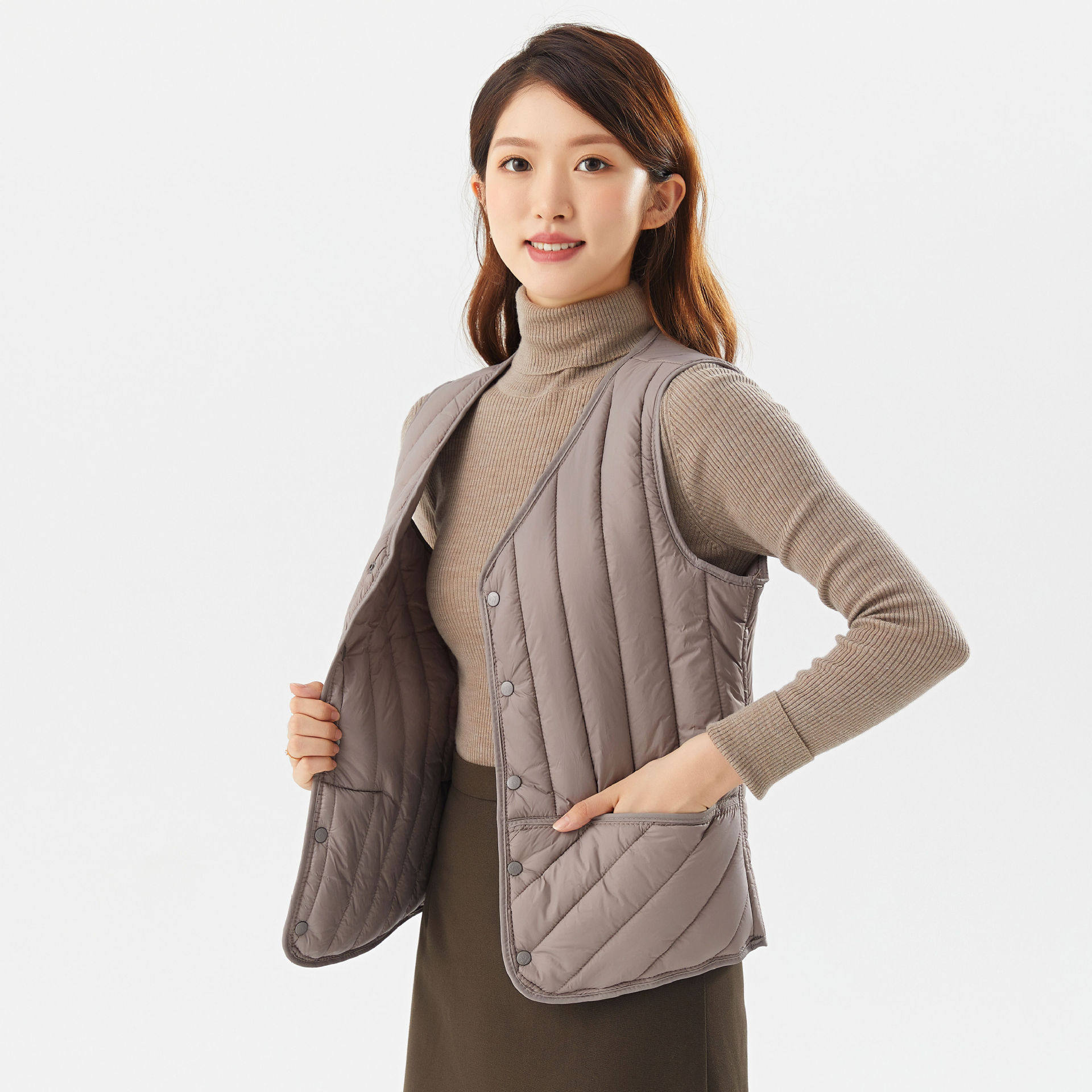 秋冬坎肩女2025新款羽绒棉马甲保暖背心轻薄贴身内穿修身打底马夹 - 淘宝联盟商品