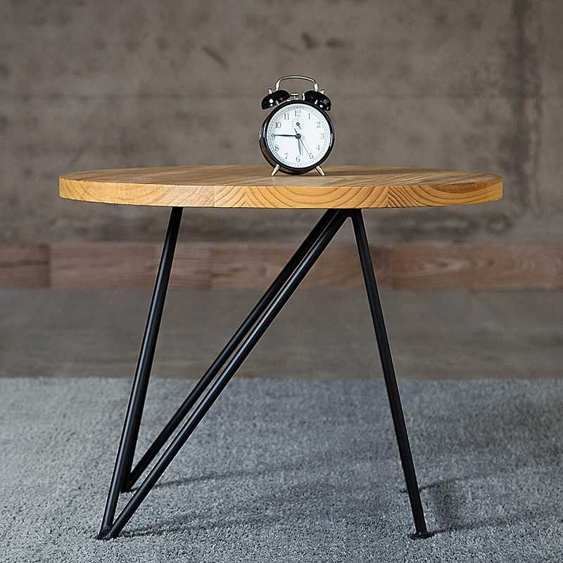 美式简易铁艺实木咖啡桌loft工业风小圆桌茶几 休闲客厅沙发角几