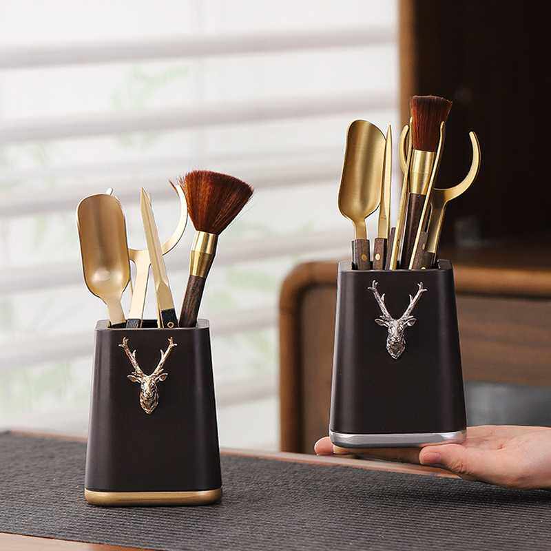 电木茶道六君子套装泡茶工具大全收纳笔筒茶筒办公室用品茶具配件