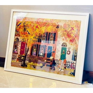 秋日邻里拼图框实木1000片框500片30寸70X50X75cm 50.8*68.6框架