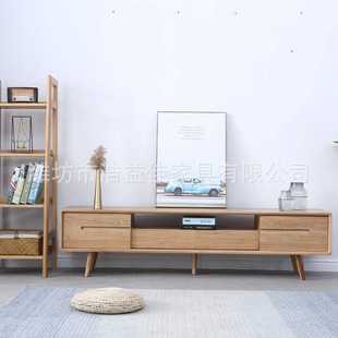 浩益佳北欧白橡客厅诗云电视柜视听柜纯实木双抽地柜推拉门电视柜