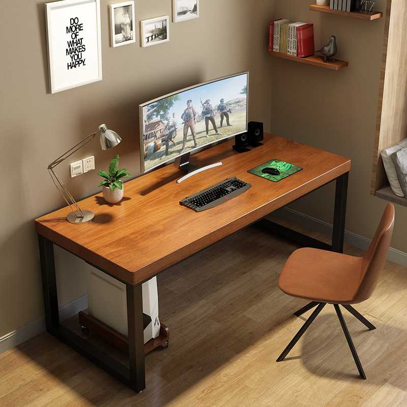 现代简约实木电脑桌 小户型房间简易主机架工作台 书房单人书桌