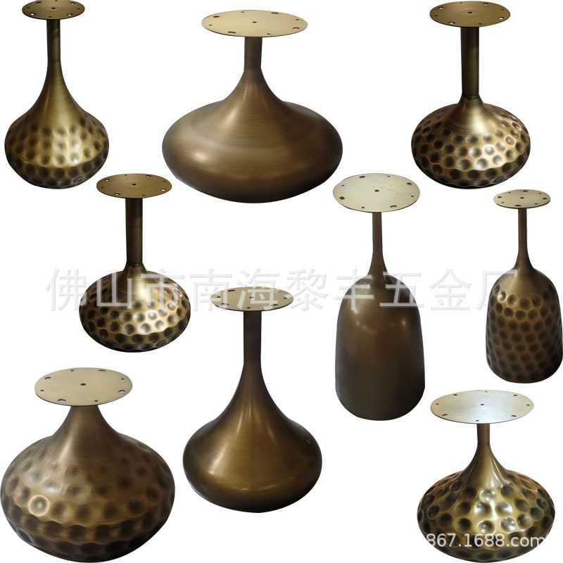 边几脚支架小圆几腿葫芦脚组合大小圆茶几支架客厅家具腿铁艺极简