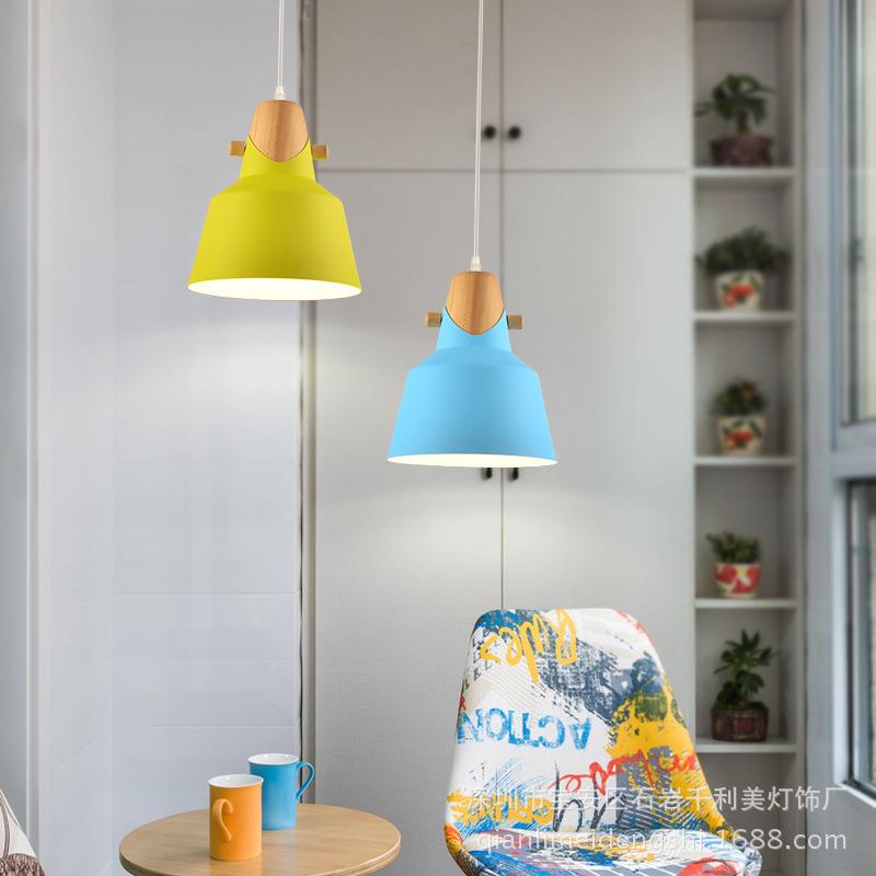 北欧创意餐厅简约实木马卡龙吊灯艺术吧台设计师橱窗卧室单头吊灯