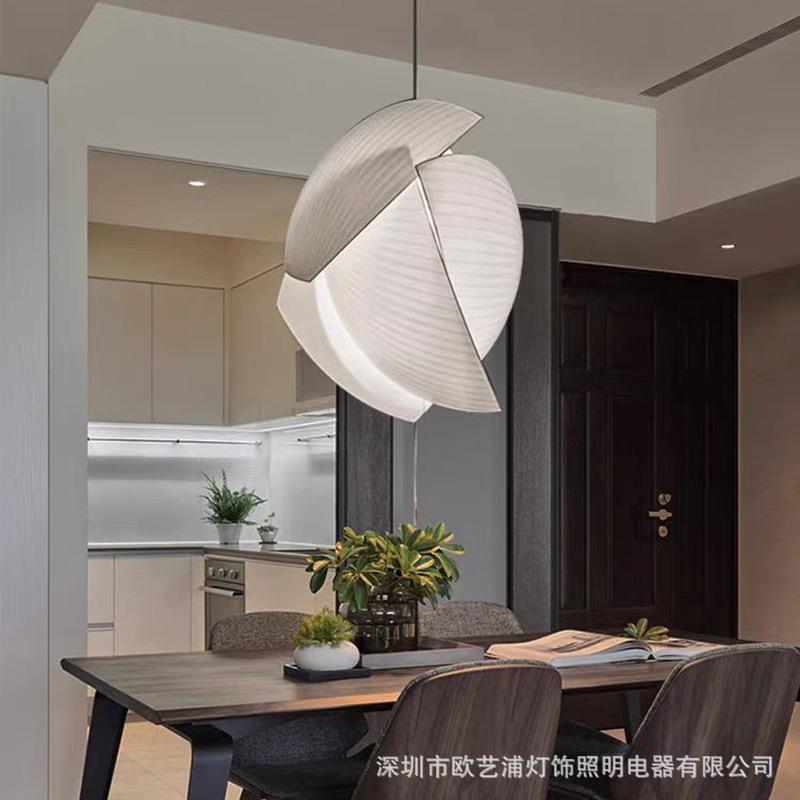 侘寂风餐厅吊灯复式LOFT楼梯灯北欧布艺客厅设计师款创意吧台灯具