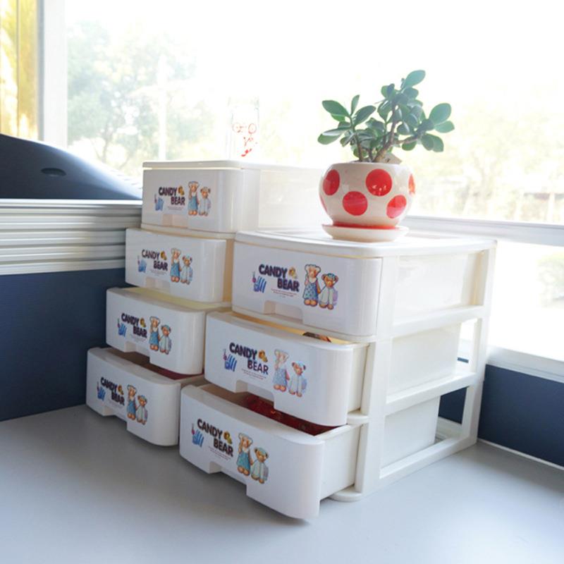 桌面收纳盒抽屉式多层塑料杂物化妆品宿舍首饰塑料办公桌整理盒