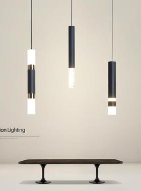 创意卧室床头吊灯极简餐厅灯现代简约黑色饭厅灯北欧线条吧台吊灯