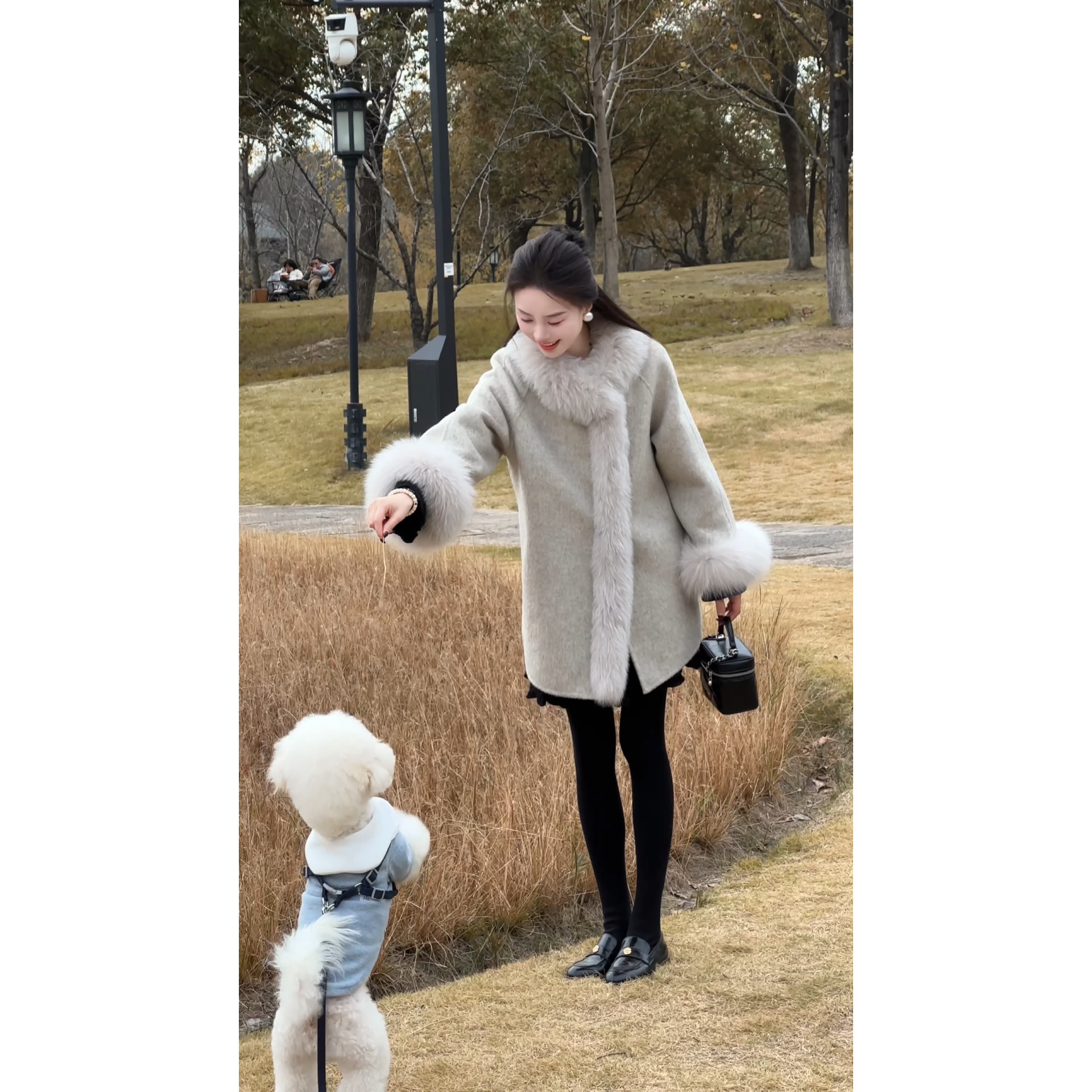 艾文文IRIS 千金裘 25冬&ldquo;100羊毛1030g&rdquo;纯手工狐狸毛双面呢大衣