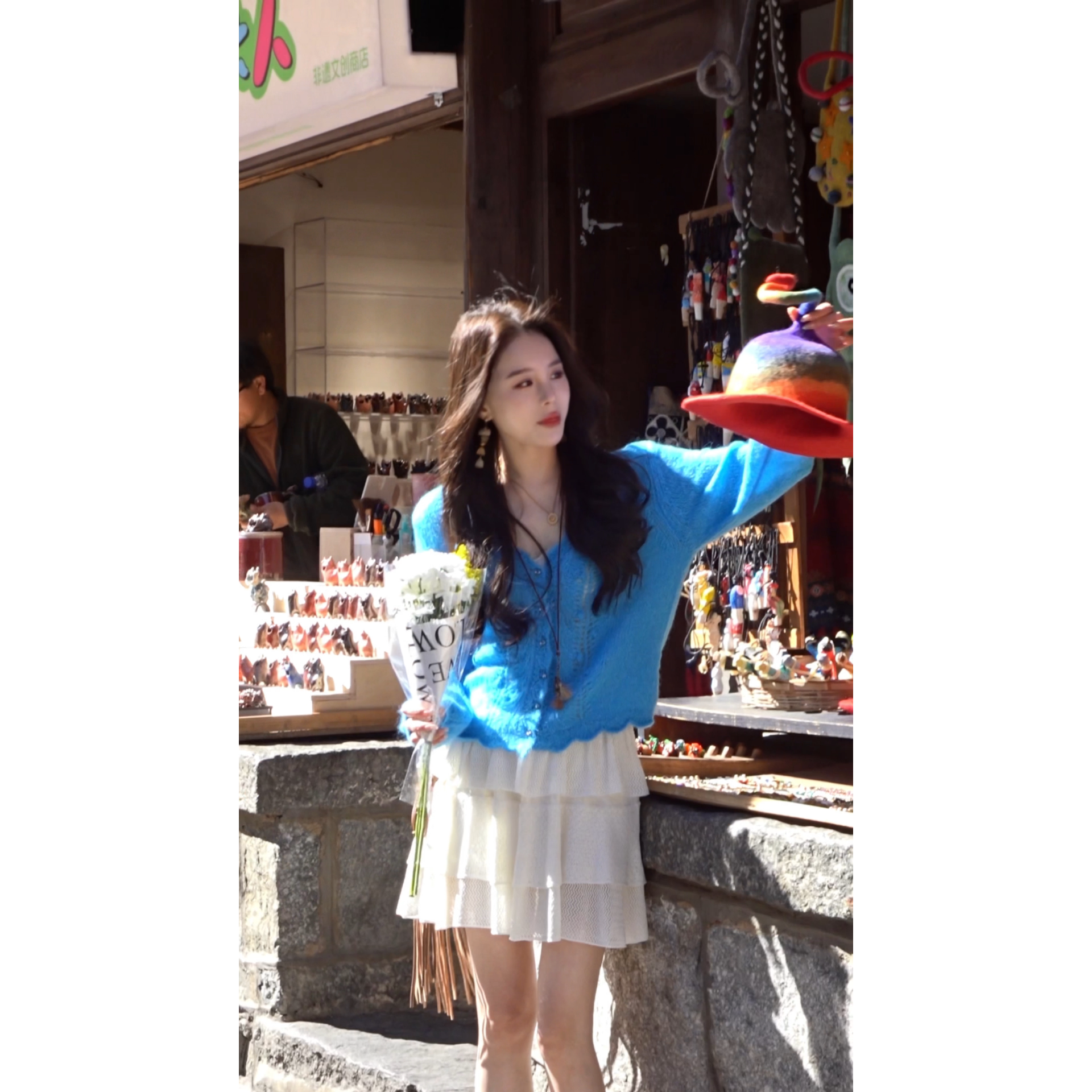 艾文文IRIS波浪裙 2026春&ldquo;天丝亚麻醋纤&rdquo;格纹镂空蛋糕短裙26DQ0