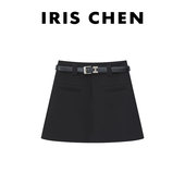 艾文文IRIS高挑裙 26DQ843 透气棉含腰带短裙裤 2026秋 天丝羊毛