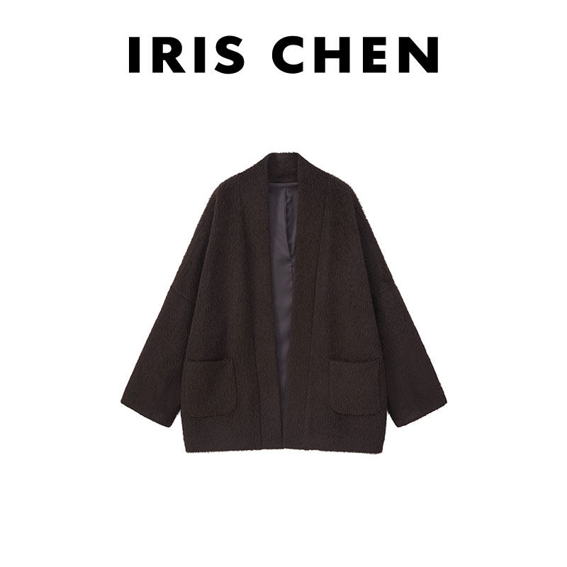 艾文文IRIS 进口苏力大衣 24春款羊驼绵羊毛1160g外套24WT652