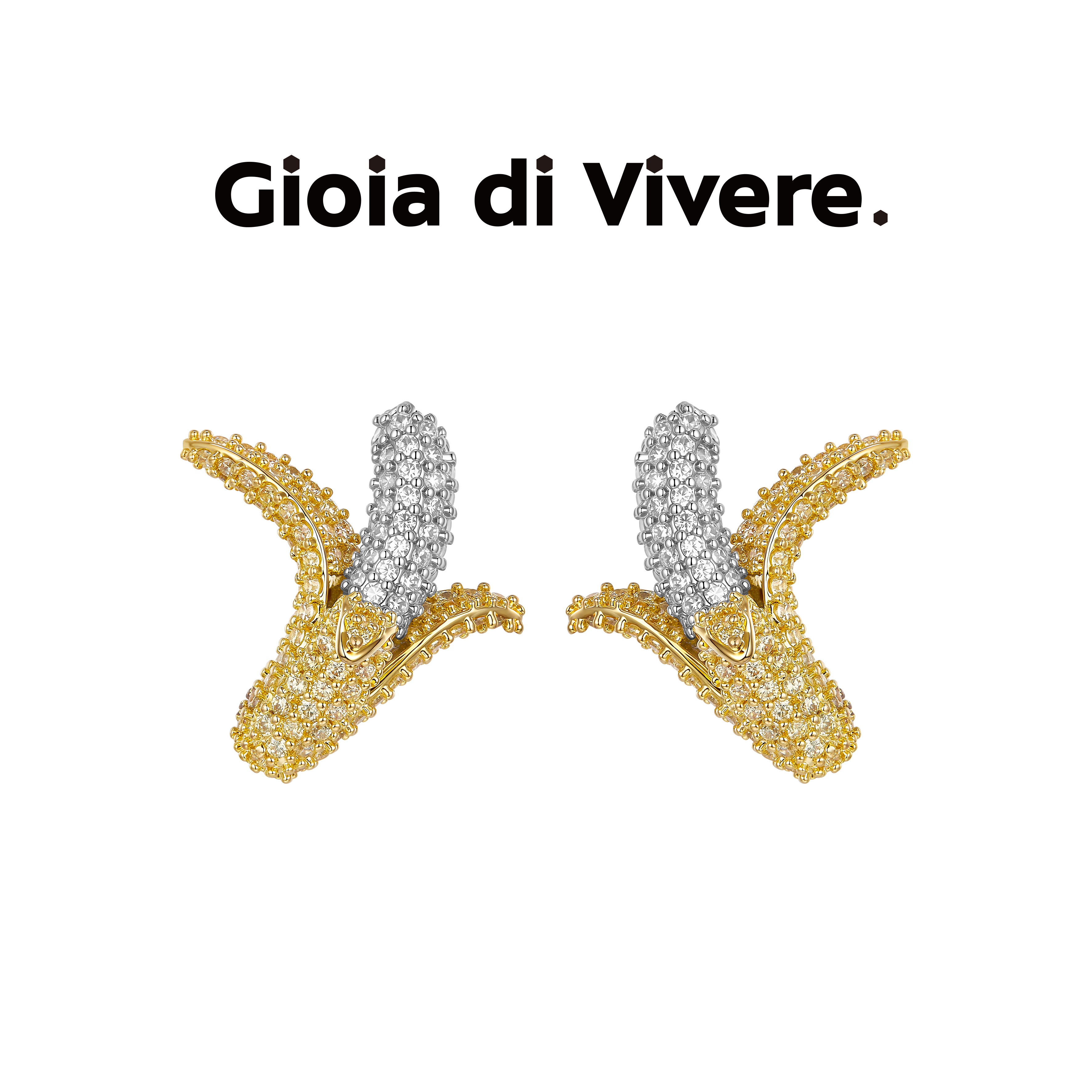 Gdv水果系列设计感水晶香蕉耳钉