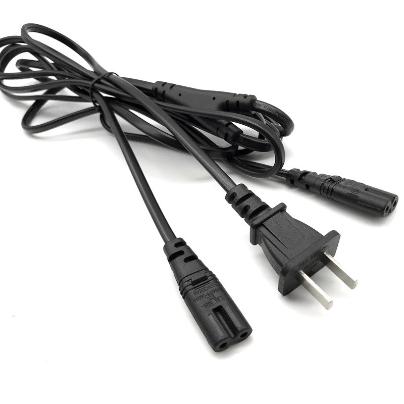 一拖二8字尾公母对插电源延长线 B国标两插带分线卡1分2插头电源