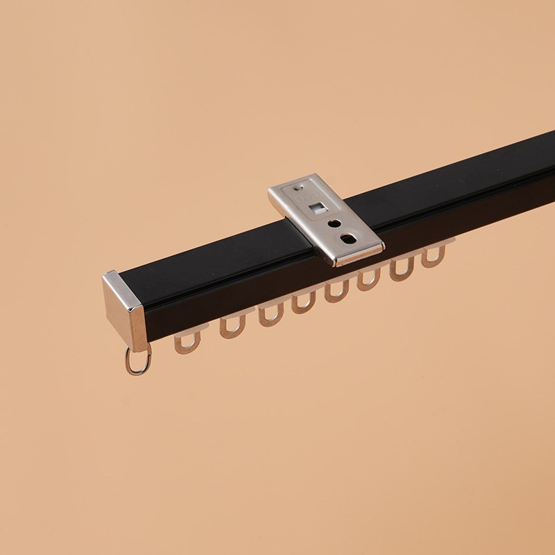 直轨加厚铝合金窗帘轨道滑轨静音单轨道W双轨侧装顶装