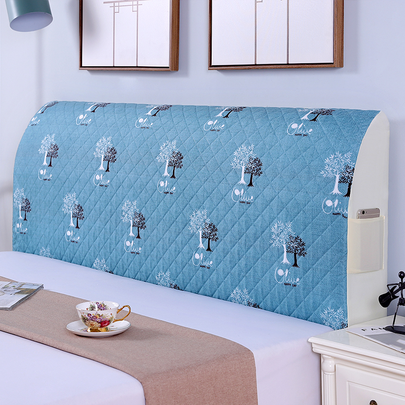 全包床头套罩加厚k软包简约现代实木皮欧式弧形布艺床头靠背防尘