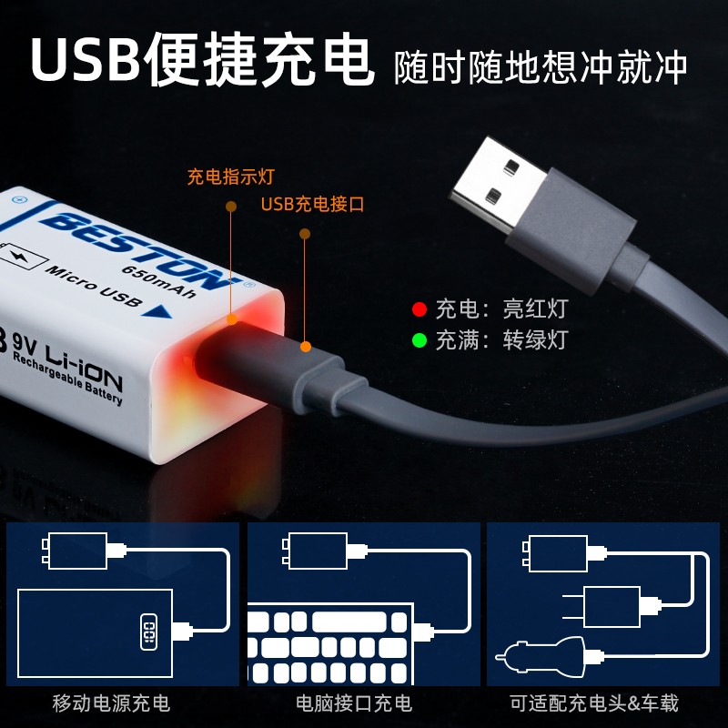 测钻笔充电款套装  热导仪9V电池 高能无汞碳性电池