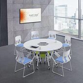 多功能教室折叠培训桌移动拼接课桌椅椭圆形会议桌六边形组合圆形