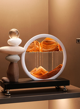 时来运转流沙画摆件客厅电视柜酒柜玄关轻奢O高档高级装饰品办公