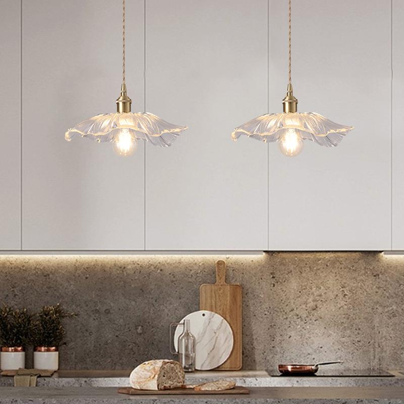 玻璃主卧室床头吊灯日系现代简约单头长线餐厅阳台过道北欧小吊灯