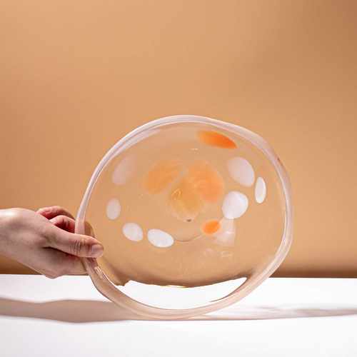 安华 创意艺术玻璃碟子 现代简约高端 客厅装饰品 精致工艺品