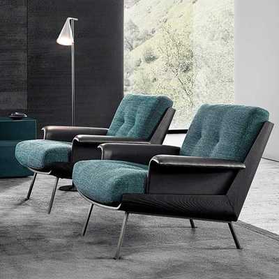 意式单人沙发轻奢风设计超纤皮休闲躺椅客厅阳台休闲daiki扶手椅