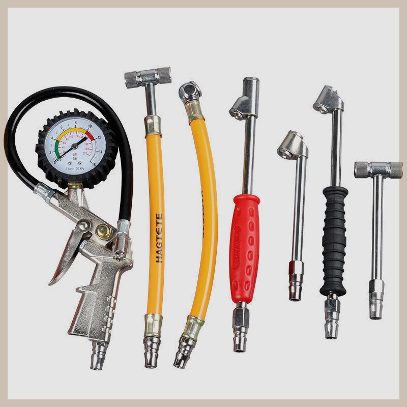 摩托车自行车轮胎充气嘴汽车充气头加气嘴接头气泵打气咀带压力表