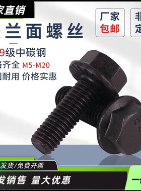FD法兰螺丝国标10.9级黑色GB5789发黑六角法兰M5-M10M12带齿螺栓
