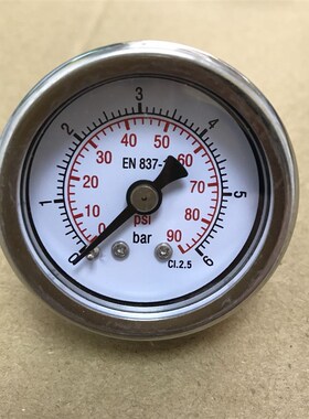 不锈钢压力表 螺纹在背后 直径47MM 压力6bar 90psi 螺纹ZG1/8