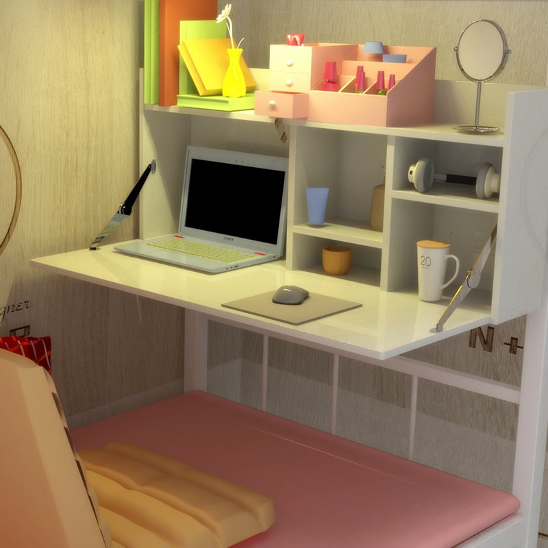 N家床上书桌电脑桌大学生宿舍神器悬空小桌子学习桌寝室懒人书桌