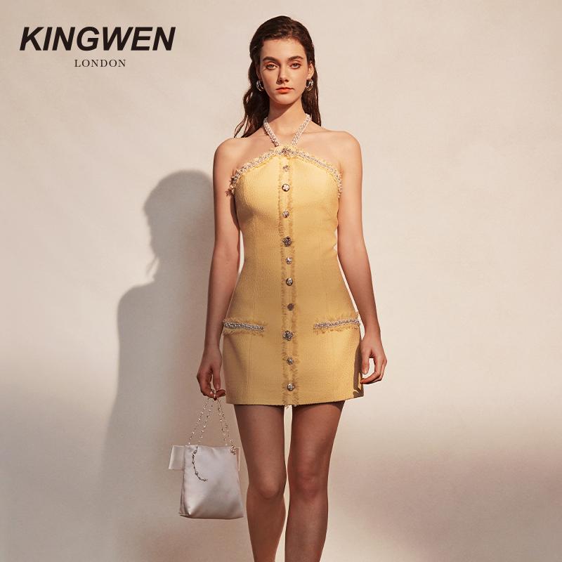 KINGWEN挂脖轻奢风连衣裙