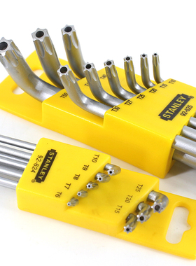 史丹利中孔梅花六角扳手L形米字花型内六角套装92-624/92-625-23