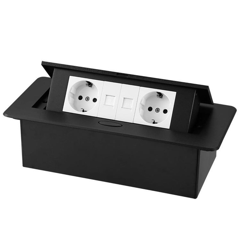 工厂45*45欧标德规桌面插座多功能信息盒电脑网络插座弹起桌面插