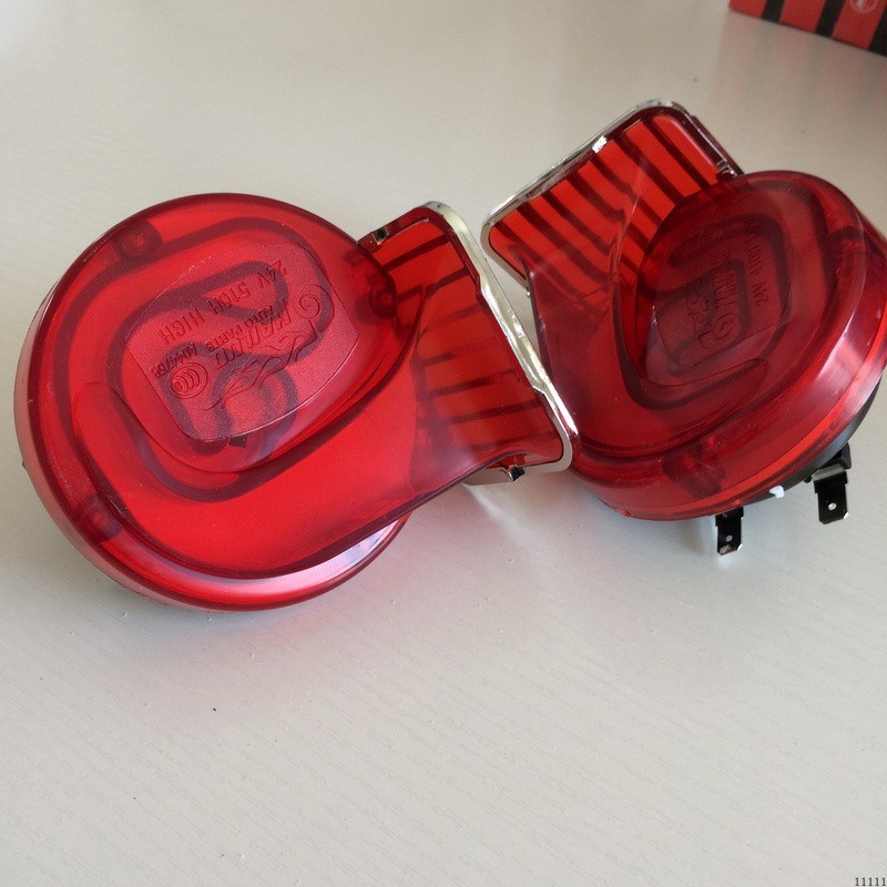 红色汽车蜗牛喇叭 汽车喇叭鸣笛响亮喇叭12V 防水 对装 24v包邮