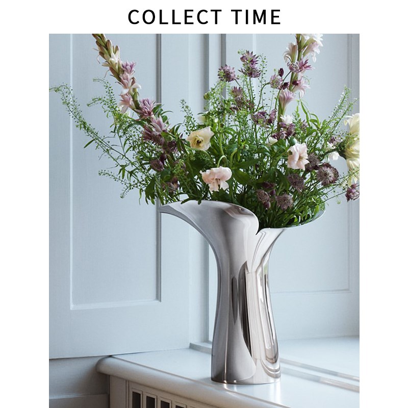 Bloom花瓶不锈钢轻奢欧式插花装饰摆件样板房间客厅餐桌面软装饰