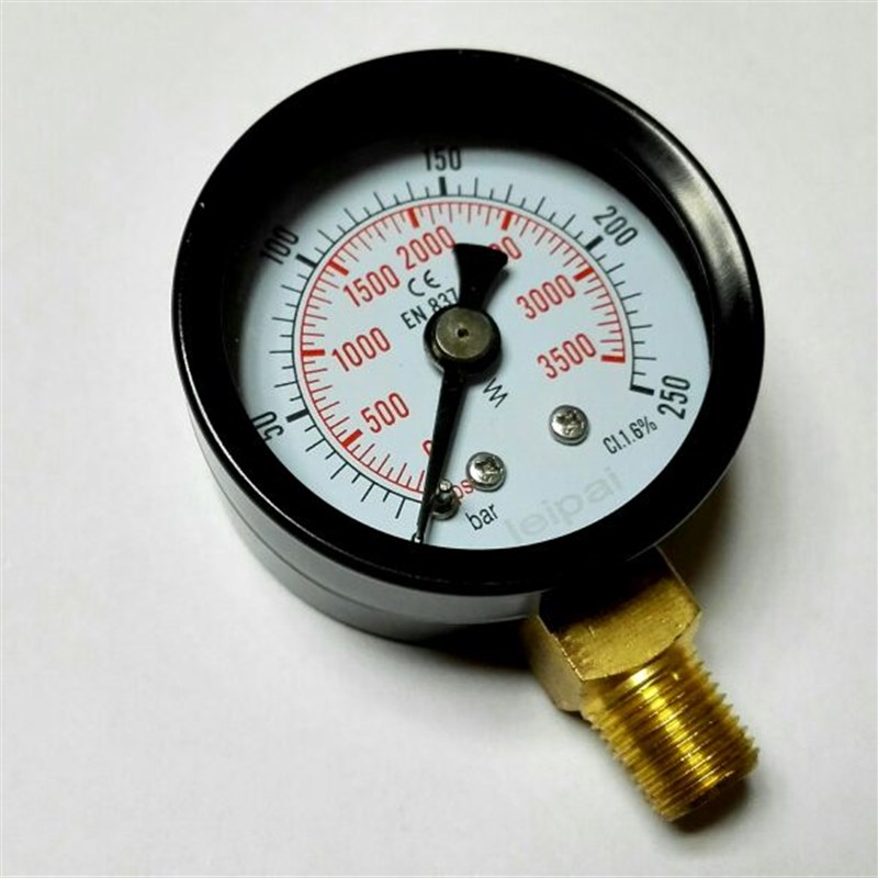 径向普通压力表 直径42mm 压力0-250bar 3500psi 螺纹ZG1/8 cl1.6