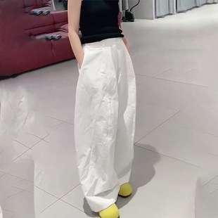 流行慵懒风直筒 白色高级感宽松显瘦大码 阔腿裤 x女2025年夏季 新款
