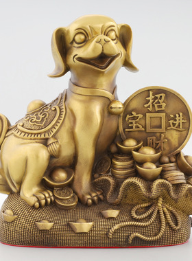 铜狗摆件纯铜金钱狗家居玄关大号