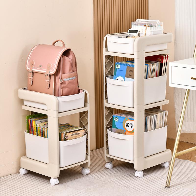 桌下书架置物架可移动学生书包书本办公室落地收纳架小推车带滑轮