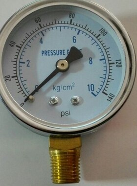 黑色喷漆外壳压力表 直径60 压力0-10kg 0-140psi 铜螺纹ZG1/4