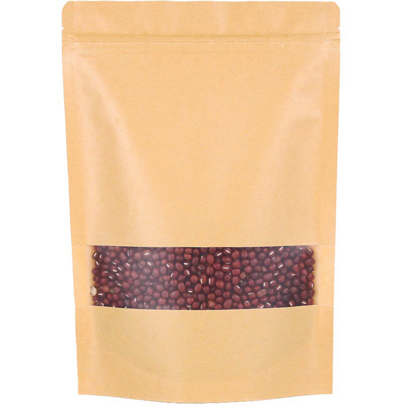 23*33+5cm32丝100个磨砂开窗牛皮纸袋自封袋自立袋袋蘑菇袋木耳袋