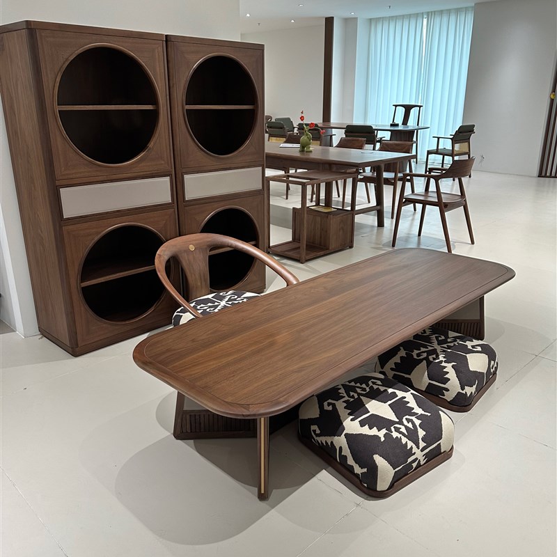 意式极简胡桃木j实木榻榻米茶桌现代简约家用轻奢客厅茶台泡茶桌