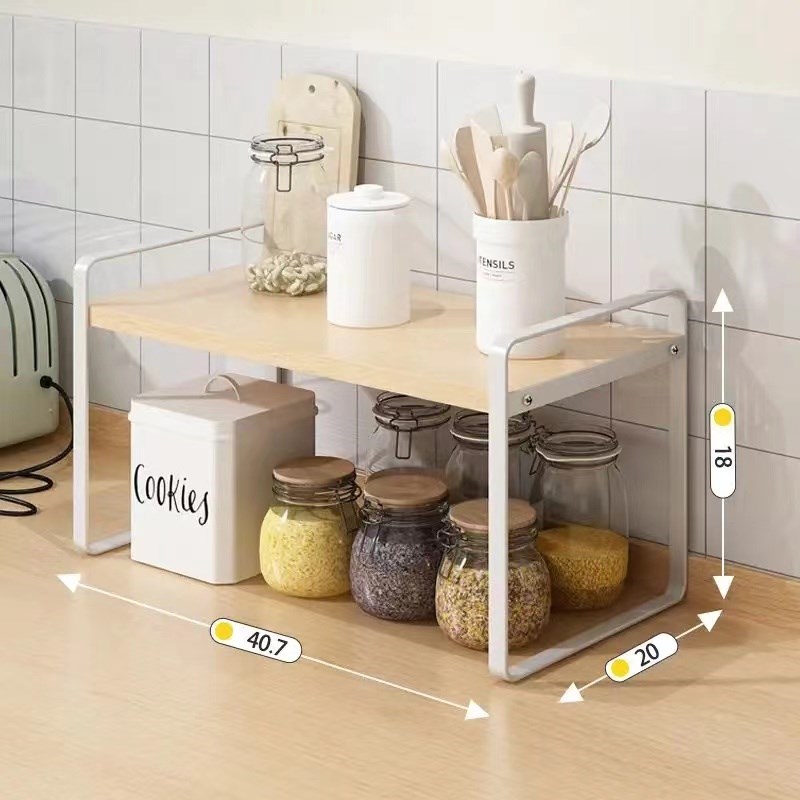 台面厨房分层置物k架桌面储物架收纳橱柜内隔板调味料盘子锅架新