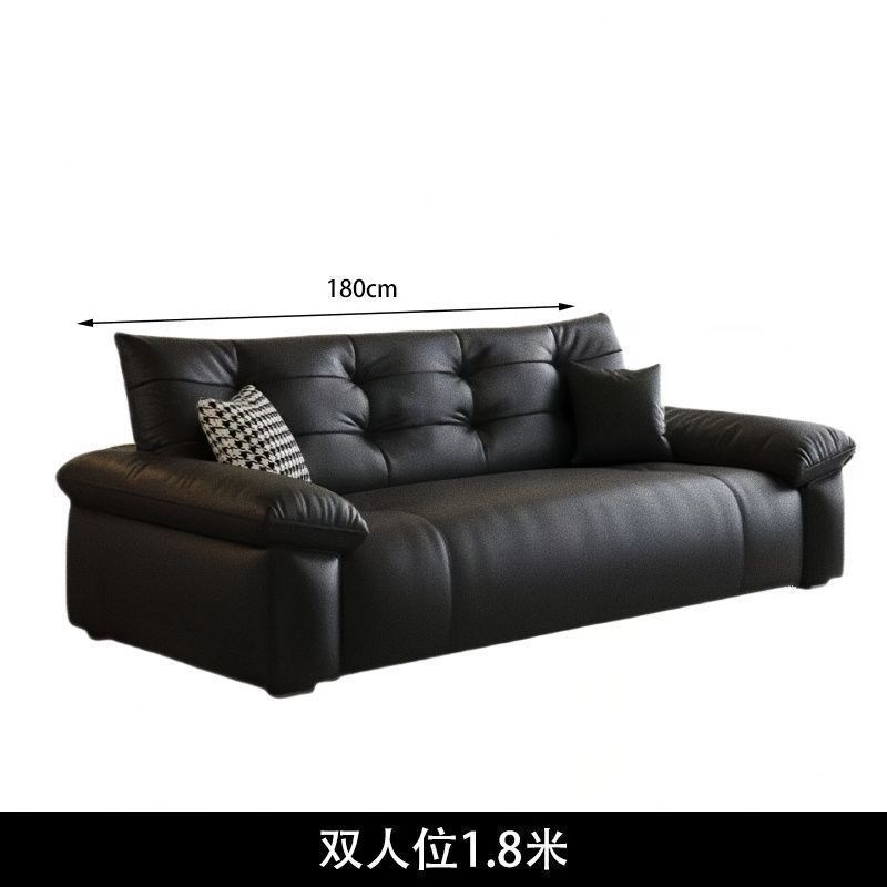 意式极简真皮沙发组合钢琴键现代简约客厅小户型直W排头层牛皮沙