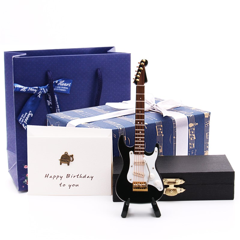 木制迷你电吉e他模型摆件家居送老师男女朋友生日礼物1/6兵人BJD