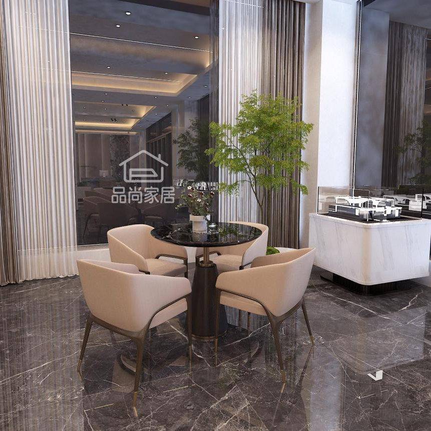 新中式售楼部洽谈桌椅组合简约酒店包厢实木餐椅大堂接待家具定制