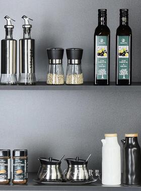 简约现代样板房展厅厨房厨柜摆件油壶调味罐创意软装玻璃道具组合