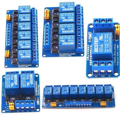 1/2/4/6/8路电磁继电器模块高低电平触发5v12v24vPLC控制板模组